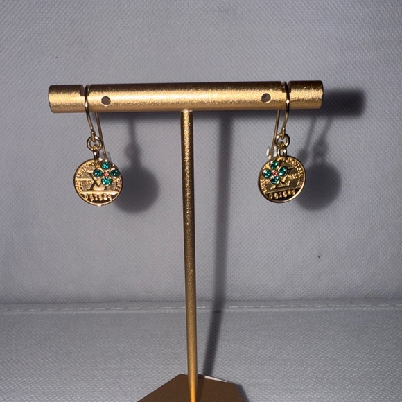 SOLD SOLD Louis Vuitton Gold and Green Circular Earrings - Picture 2 of 8